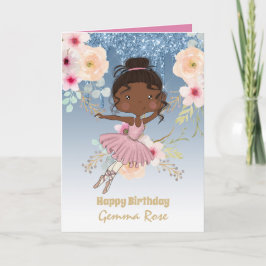 Tarjeta Cumpleaños de niña negra muy femenina - Muchos tem