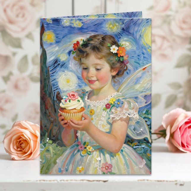 Tarjeta Cumpleaños de niña pequeña y hada mariposa (Subido por el creador)