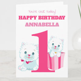 Tarjeta Cumpleaños de niñas rosadas lindas