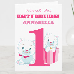 Tarjeta Cumpleaños de niñas rosadas lindas