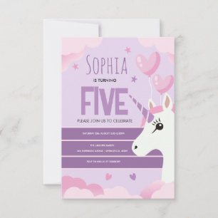 Tarjeta Cumpleaños de niñas Unicornio púrpura lindo Kids