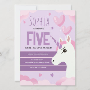 Tarjeta Cumpleaños de niñas Unicornio púrpura lindo Kids