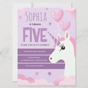 Tarjeta Cumpleaños de niñas Unicornio púrpura lindo Kids