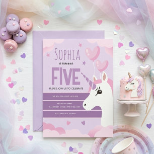 Tarjeta Cumpleaños de niñas Unicornio púrpura lindo Kids
