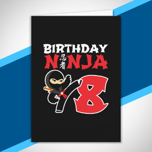 Tarjeta Cumpleaños de Ninja para Niños - Tema de Fiesta de