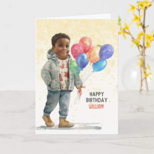 Tarjeta Cumpleaños de niño con nombre personalizado y glob