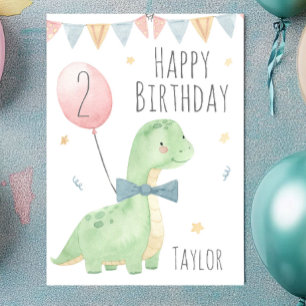 Tarjeta Cumpleaños de Niño Personalizado Dinosaurio Acuare