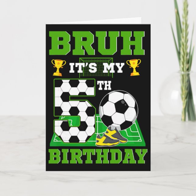 Tarjeta Cumpleaños de niño tema de fútbol número 5  (Anverso)