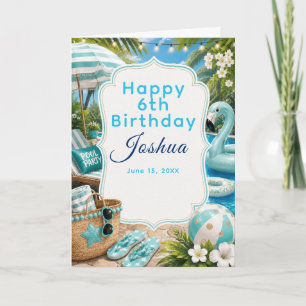 Tarjeta Cumpleaños de niños Fiesta en la Piscina Azul