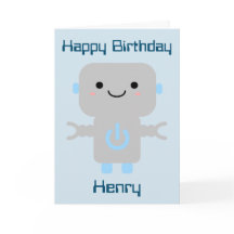 Cumpleaños de niños Robot de cohete de dibujos ani