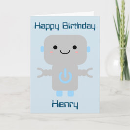 Tarjeta Cumpleaños de niños Robot de cohete de dibujos ani