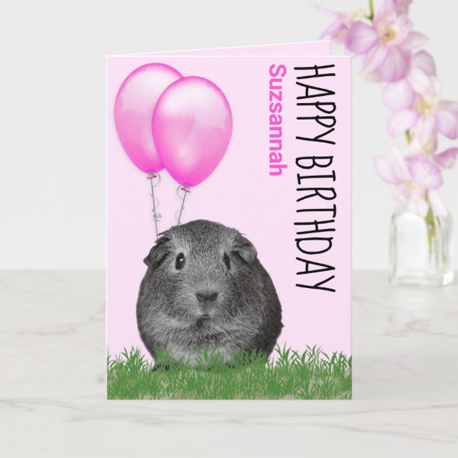 Tarjeta Cumpleaños de Nombre Personalizado Conejillo de In (Orquídea)