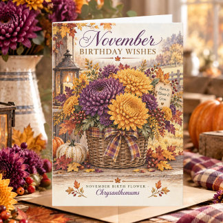 Tarjeta Cumpleaños de noviembre Flor de nacimiento Crisant