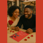 Tarjeta Cumpleaños de Novio Rosa Rojo y Negro Romántico<br><div class="desc">Celebra tu amor con esta audaz y elegante tarjeta de cumpleaños, diseñada especialmente para tu novio. Con sorprendentes rosas negros y grises en un apasionado fondo rojo, esta tarjeta agrega un toque de romance y personalización con su nombre impreso en un guión elegante. Perfecto para hacer que se sienta apreciado...</div>