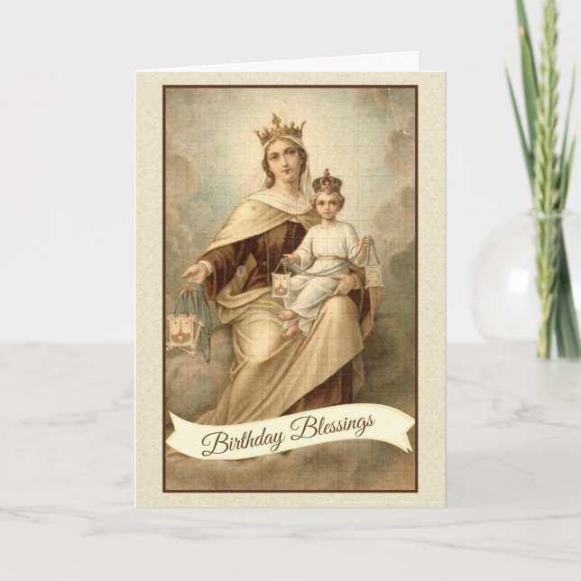 Tarjeta Cumpleaños de Nuestra Señora del Monte Carmelo (Anverso)