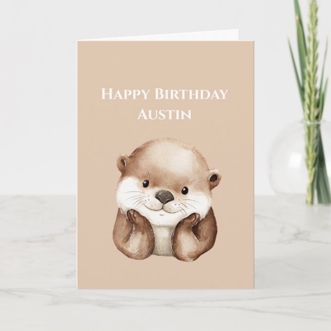Tarjeta Cumpleaños de nutria feliz lindo (Anverso)