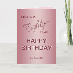 Tarjeta Cumpleaños de ochenta años en oro rosa