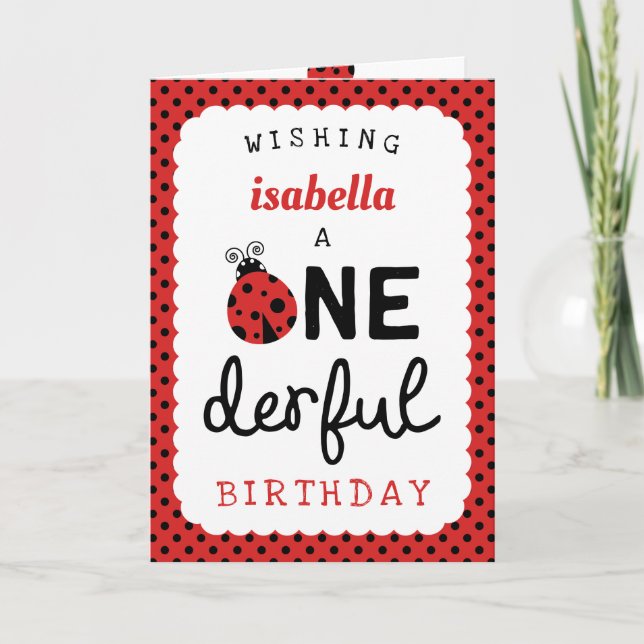Tarjeta Cumpleaños de Onederful de la mariquita (Anverso)
