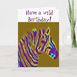 Tarjeta Cumpleaños de oro de la púrpura zebra