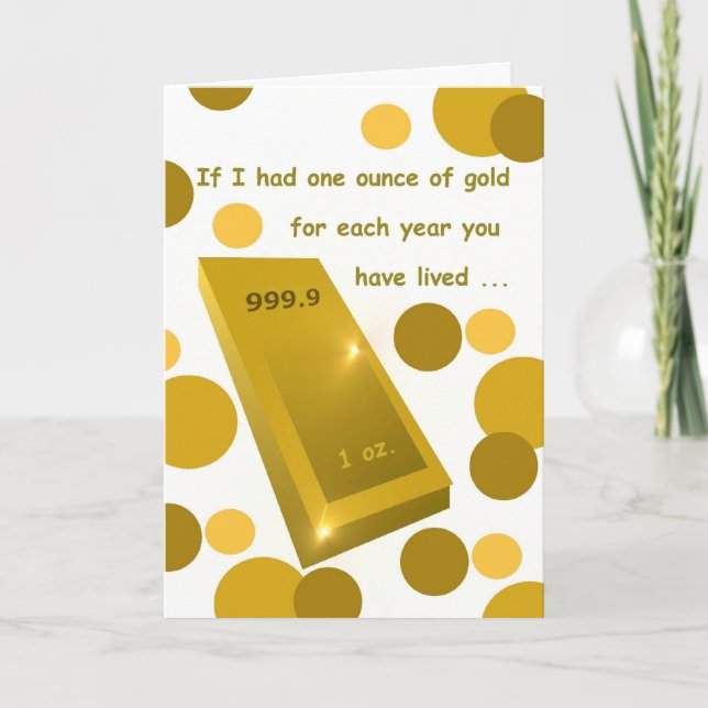 Tarjeta Cumpleaños de oro viejo, humor (Anverso)