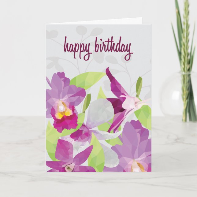 Tarjeta Cumpleaños de Orquídea Alta Política (Anverso)