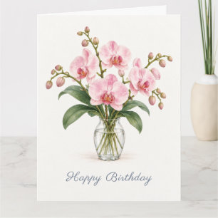 Tarjeta Cumpleaños de Orquídea Rosa