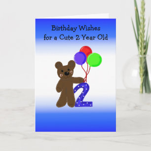Tarjeta Cumpleaños de Osito de Dos Años
