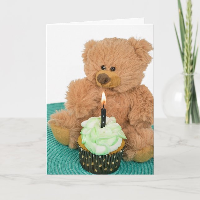 Tarjeta cumpleaños de oso de peluche (Anverso)