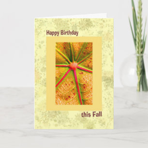 Tarjeta Cumpleaños de Otoño, Amarillo y Dorado