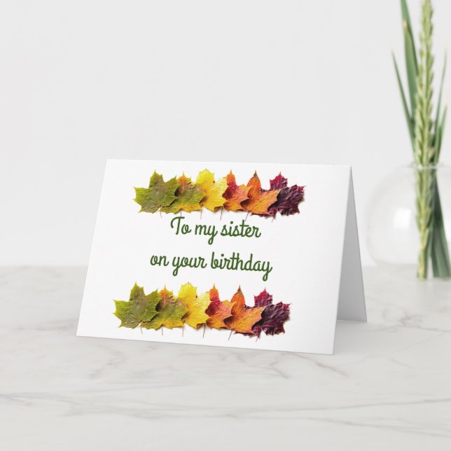 TARJETA **CUMPLEAÑOS DE OTOÑO DE MI HERMANA** (Anverso)