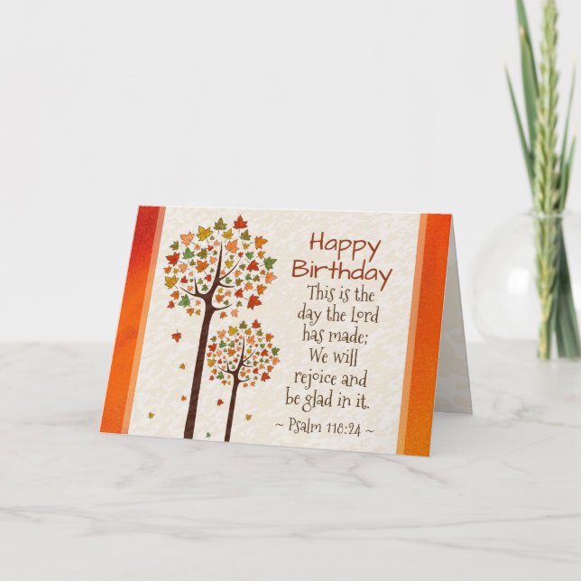 Tarjeta Cumpleaños de Otoño Inspiracional Biblia Salmo 118 (Anverso)