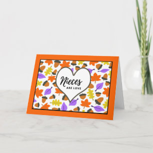 Tarjeta Cumpleaños de otoño para una sobrina con hojas y m