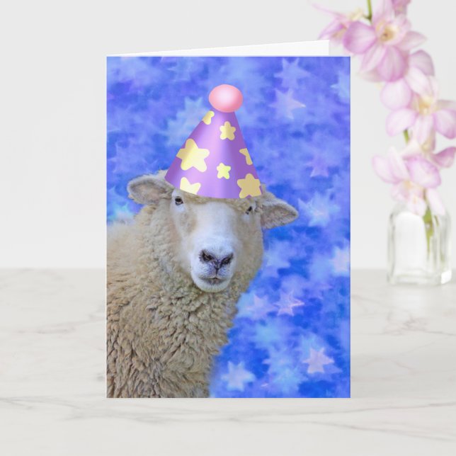 Tarjeta Cumpleaños De Ovejas Y Estrellas (Orquídea)