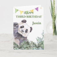 Cumpleaños de Panda Cutie con Verde Acuarela 