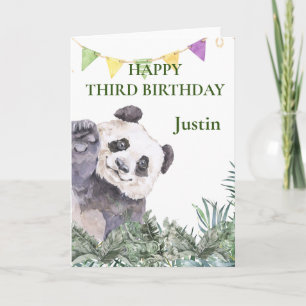 Tarjeta Cumpleaños de Panda Cutie con Verde Acuarela 