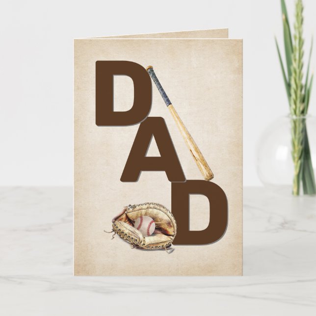Tarjeta Cumpleaños de Papá Béisbol y Glove (Anverso)