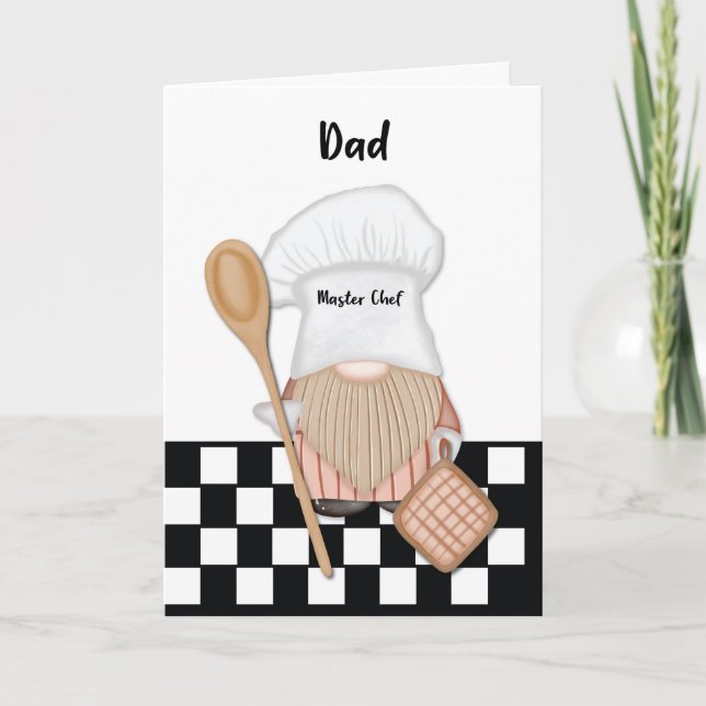 Tarjeta Cumpleaños de papá Cocina del Chef Gnome caprichos (Anverso)