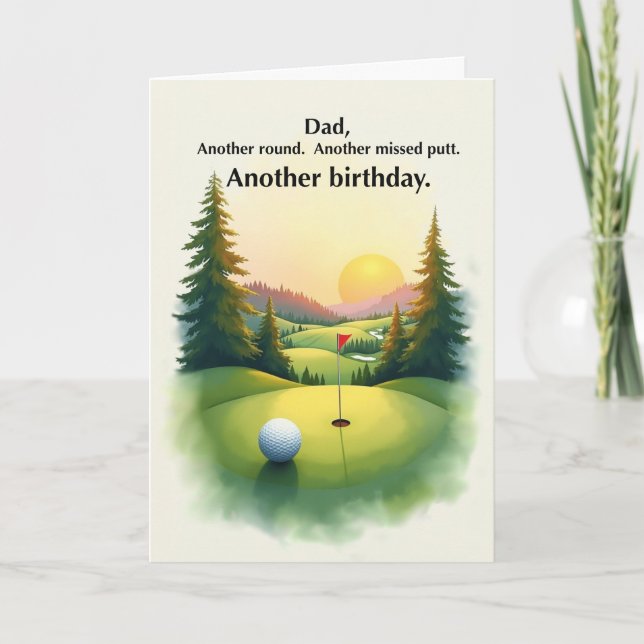Tarjeta Cumpleaños de Papá Divertido Golf Otro Putt Fallad (Anverso)
