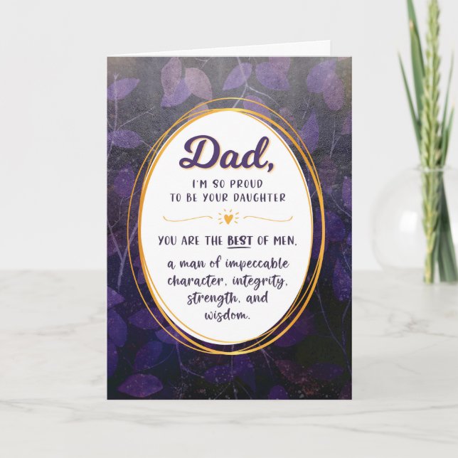 Tarjeta Cumpleaños de papá, estoy orgulloso de ser tu hija (Anverso)