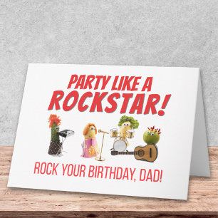 Tarjeta Cumpleaños de Papá Rockstar - Música en Blanco de