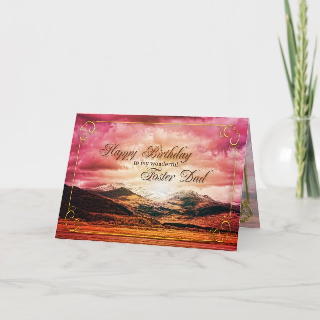 Tarjeta Cumpleaños de papá, Sunset en las montañas (Anverso)