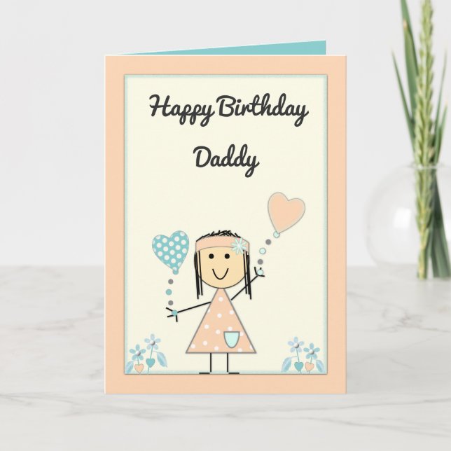 Tarjeta Cumpleaños de papi del saludo de la niñita (Anverso)