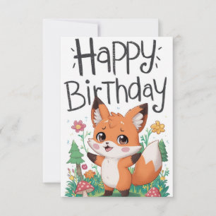 Tarjeta Cumpleaños de Pastel Lovely Fox