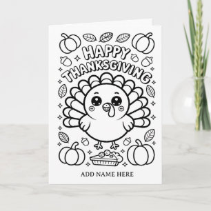 Tarjeta cumpleaños de pavo de acción de gracias doblado pa