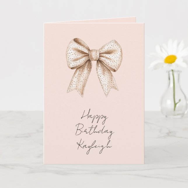 Tarjeta Cumpleaños de Peach Cream Bow (Planta pequeña)
