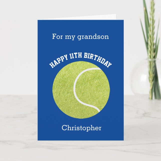 Tarjeta Cumpleaños de Pelota de Tenis Azul (Anverso)