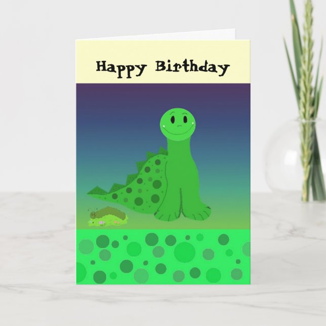 Tarjeta Cumpleaños de pequeño dinosaurio (Anverso)