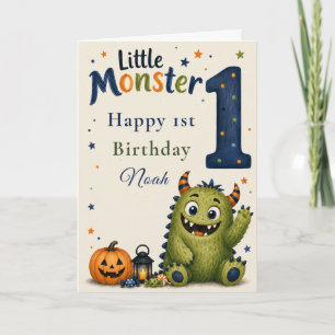 Tarjeta Cumpleaños de Pequeño Monstruo de un Año Gracias