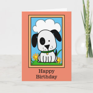 Tarjeta Cumpleaños de perro blanco y negro