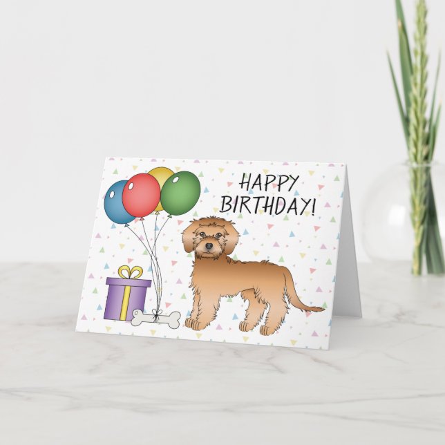 Tarjeta Cumpleaños de perro de dibujos animados Mini Golde (Anverso)